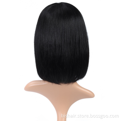 Cheap human hair wigs Brazilian straight hair bob wig with bangs machine made human hair wigs for black women